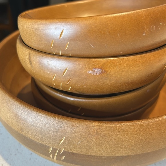 Vintage Baribocraft Canadian Maple Wood Mid Century Modern Large Salad Bowl Set - Picture 14 of 14